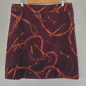 Talbots Purple A-Line Skirt with Gold Accents